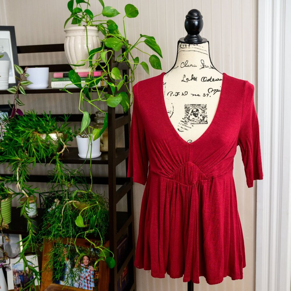 Anthro Deletta Pleated Empire Swing Top